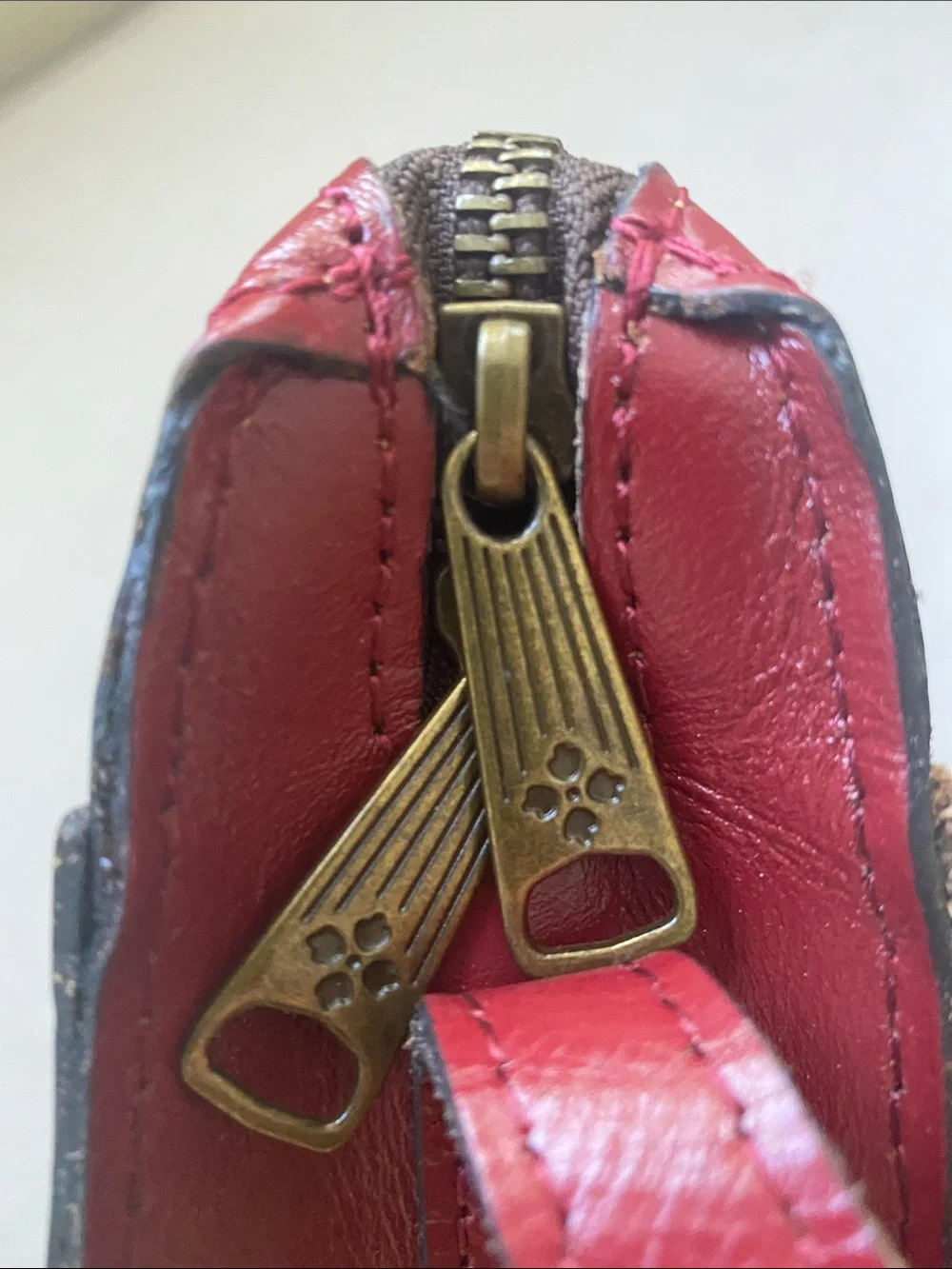Patricia Nash Vallata Tooled Leather Crossbody Bag Ruby Red Floral 10x8x4